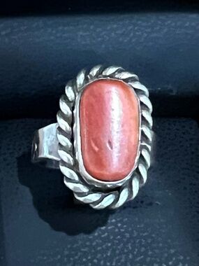 Vintage Navajo Coral and Sterling Silver Ring